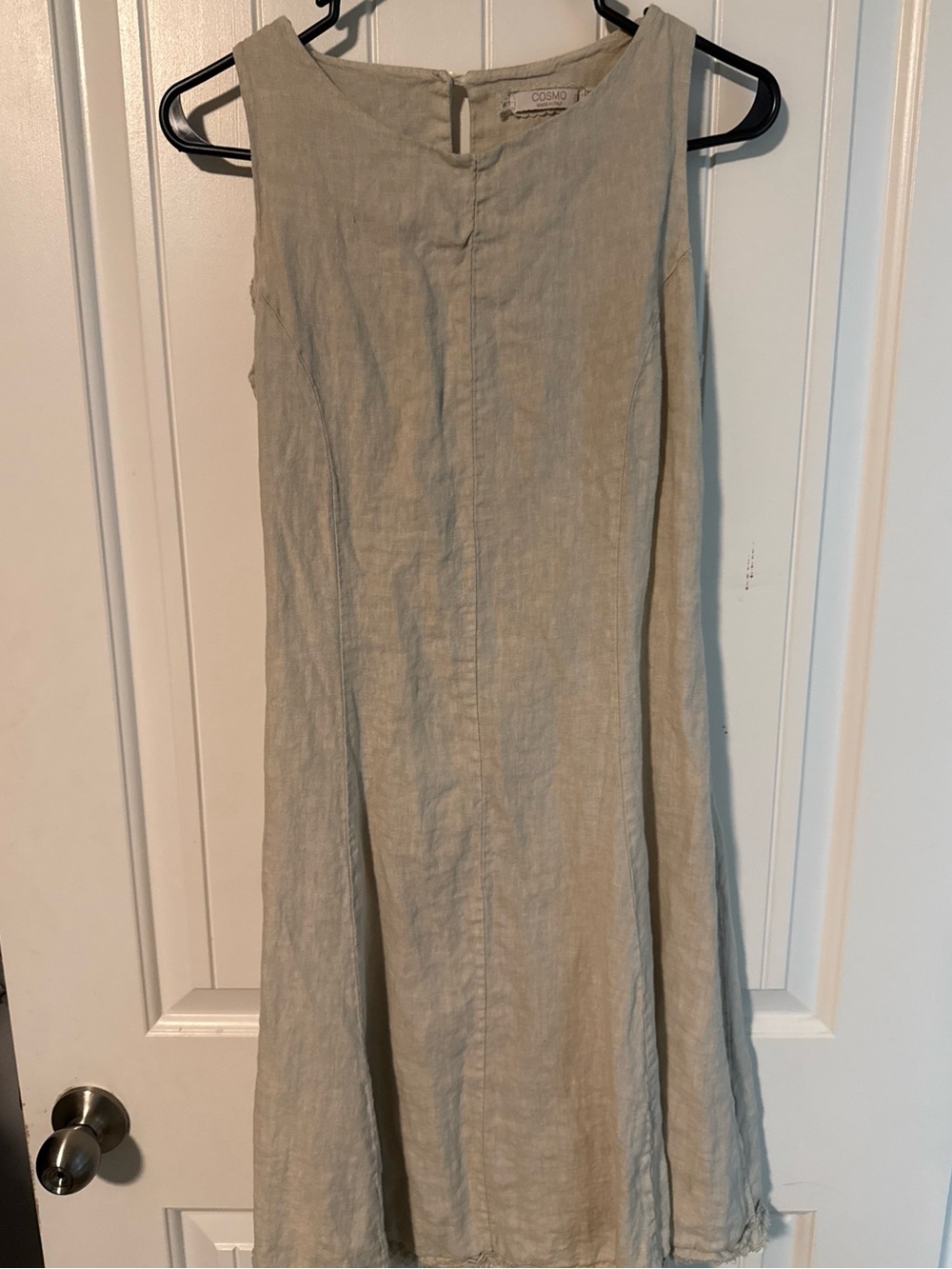 Cosmo Linen A-Line Midi Dress - Beige Made in Italy women’s sz small Boho